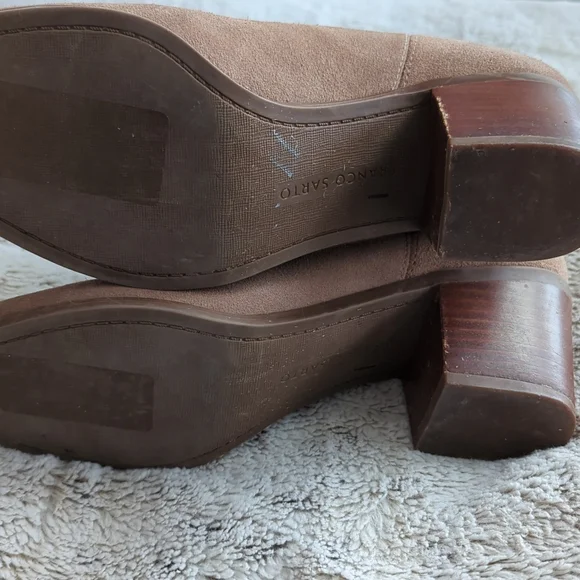 Franco Sarto Brown Suede Buckle Detailing Heeled Ankle Booties Size 8.5 - Picture 9 of 9